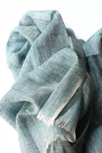 Hand-Loomed Linen Scarf – Blue – Detail view – The Sea Shed
