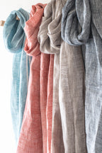 Hand-Loomed Linen Scarf – Red – Gift packaging – The Sea Shed