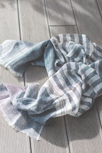 Hand-Loomed Linen Scarf – Blue – Gift packaging – The Sea Shed