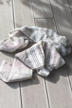 Hand-Loomed Linen Scarf – Sand – Gift packaging – The Sea Shed