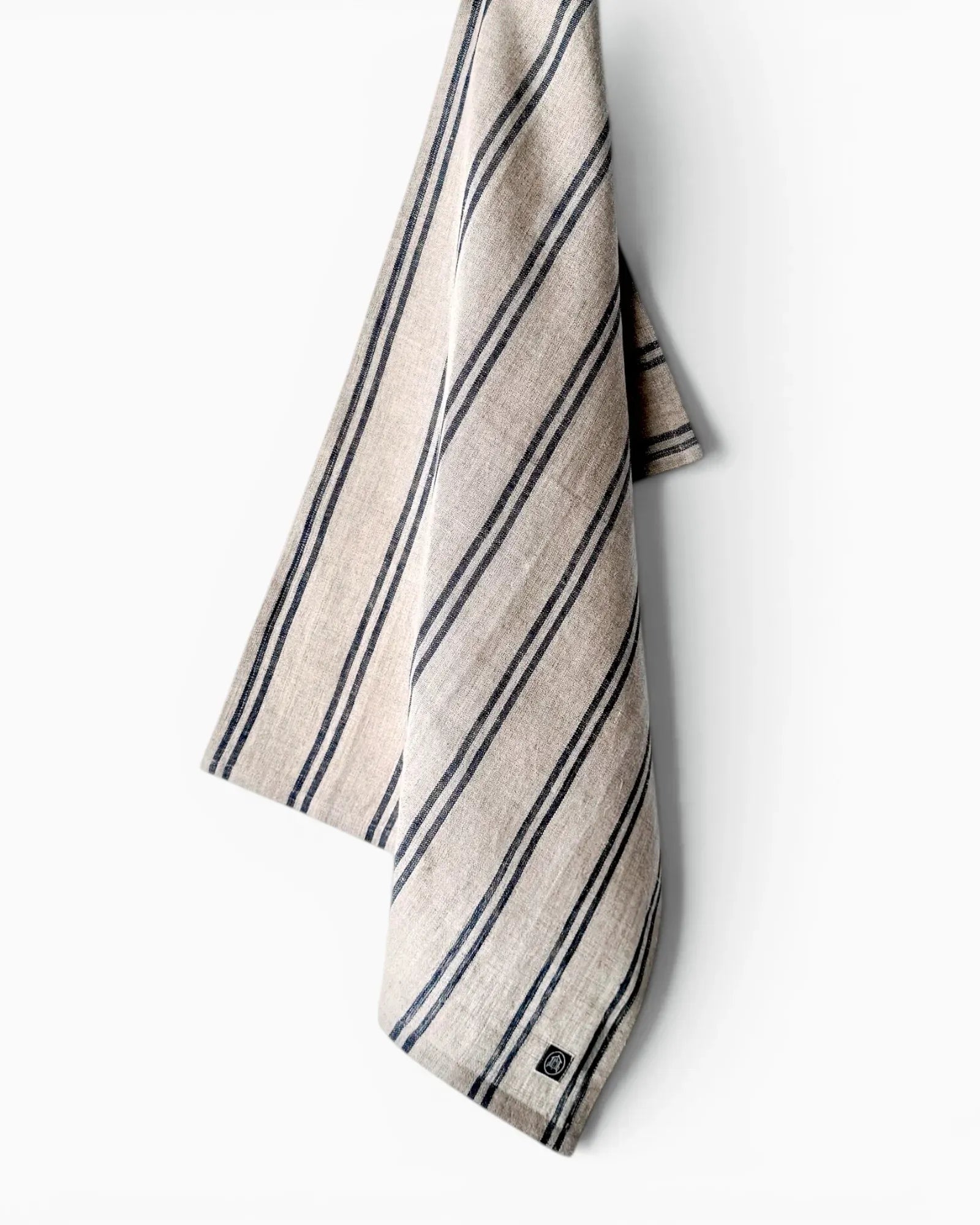 Navy Classic Stripe Linen Tea Towel