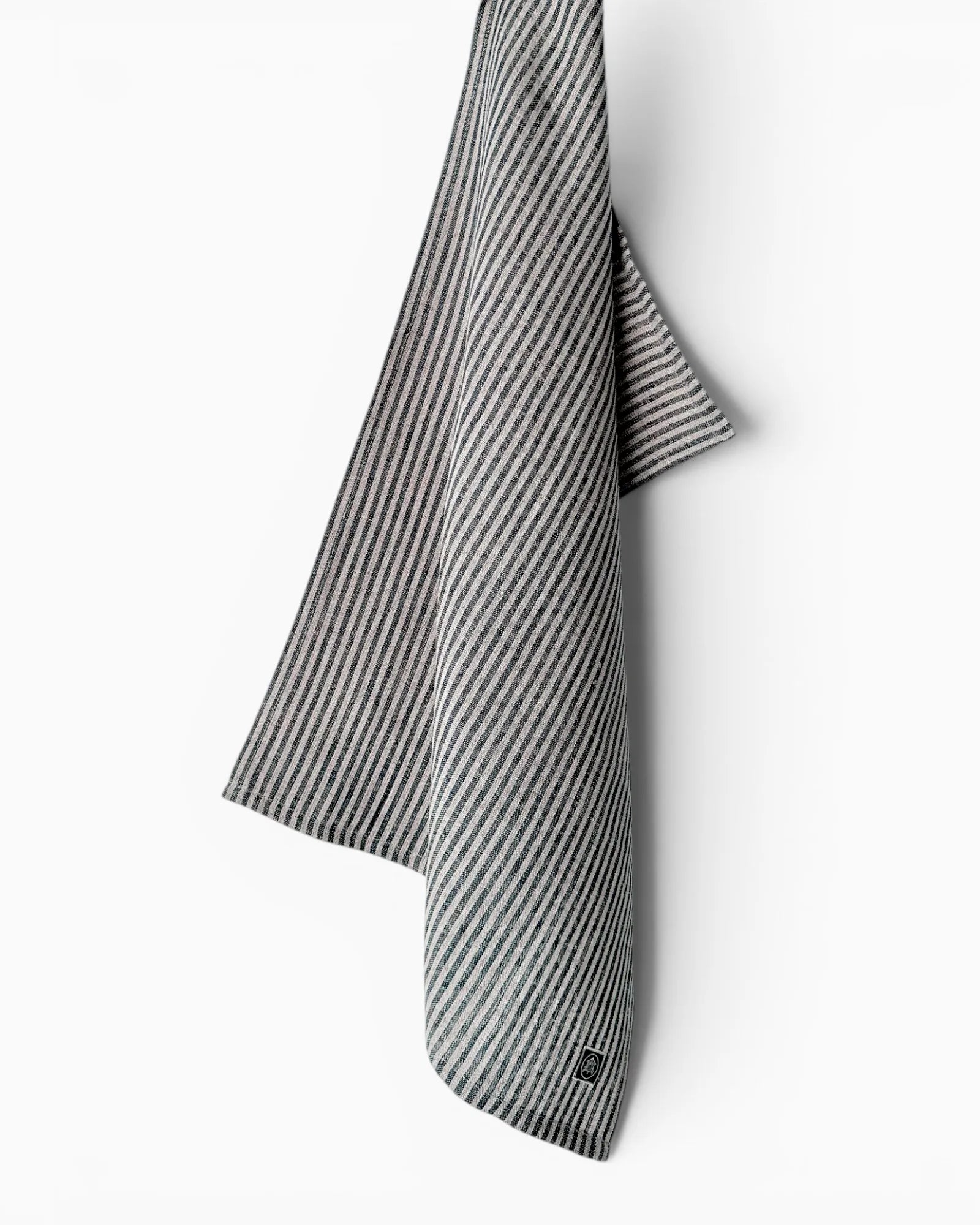 Navy Narrow Stripe Linen Tea Towel