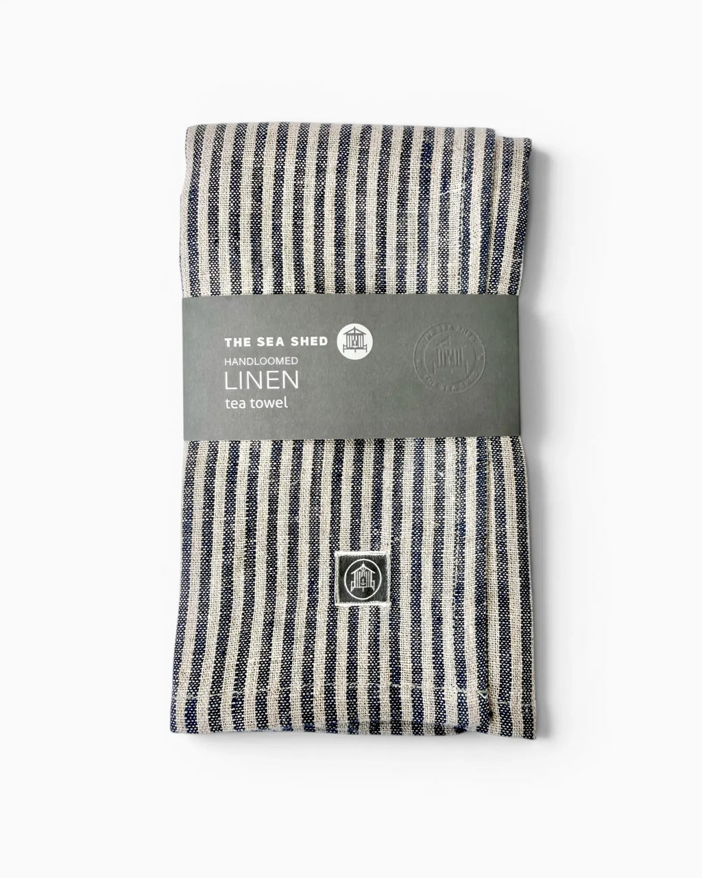 Navy Narrow Stripe Linen Tea Towel