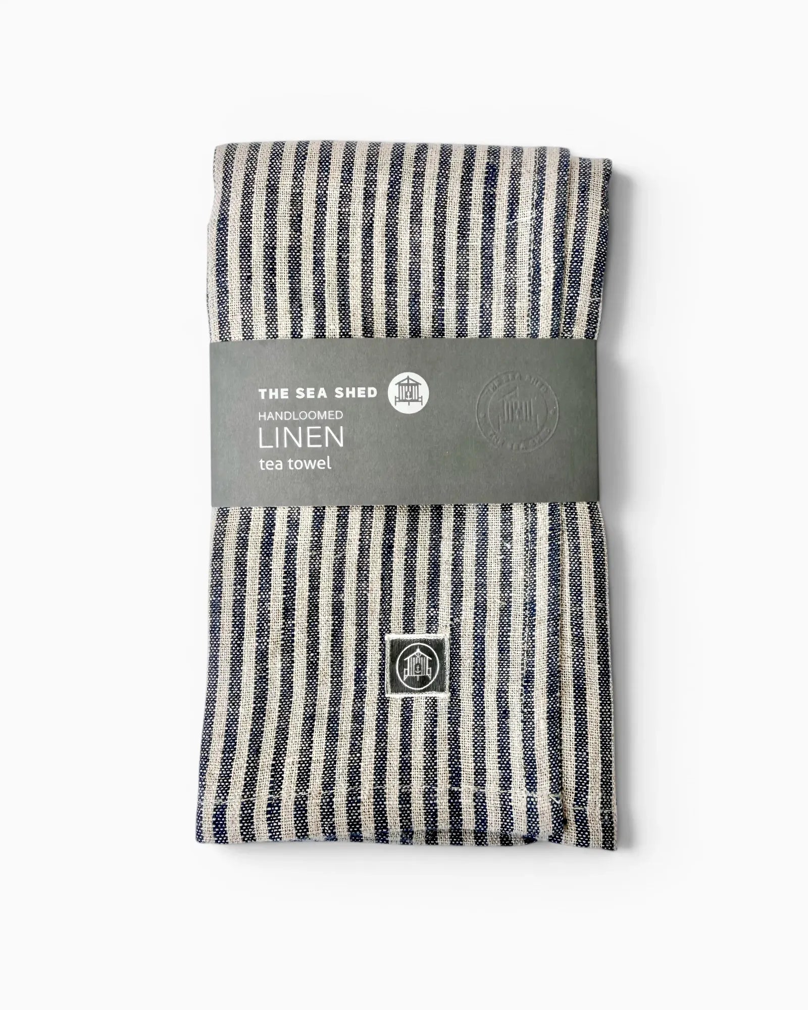 Navy Narrow Stripe Linen Tea Towel