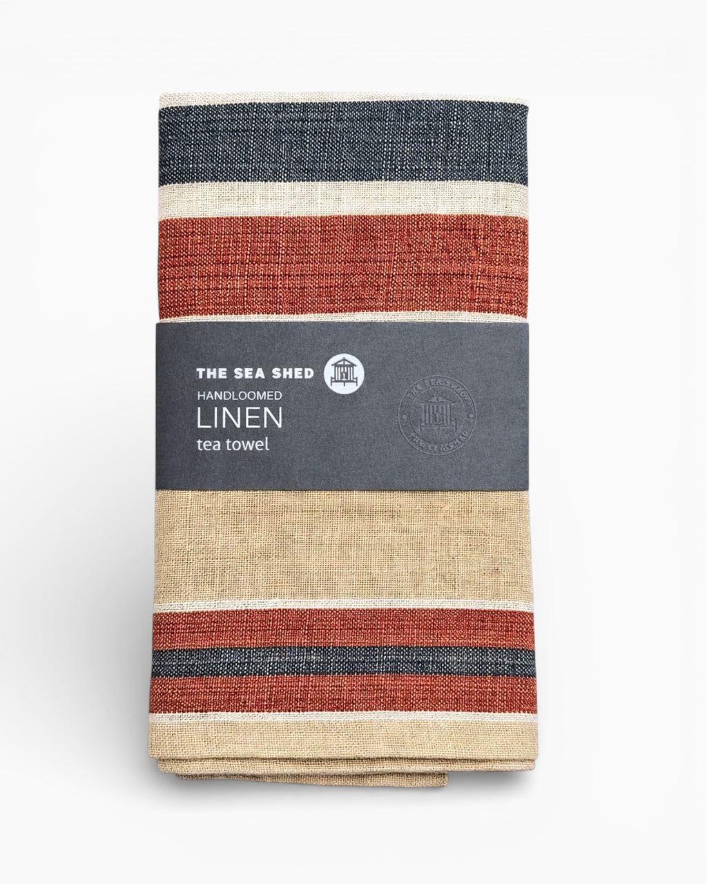 Bold Coral Stripe Linen Tea Towel – Hand-Loomed Linen