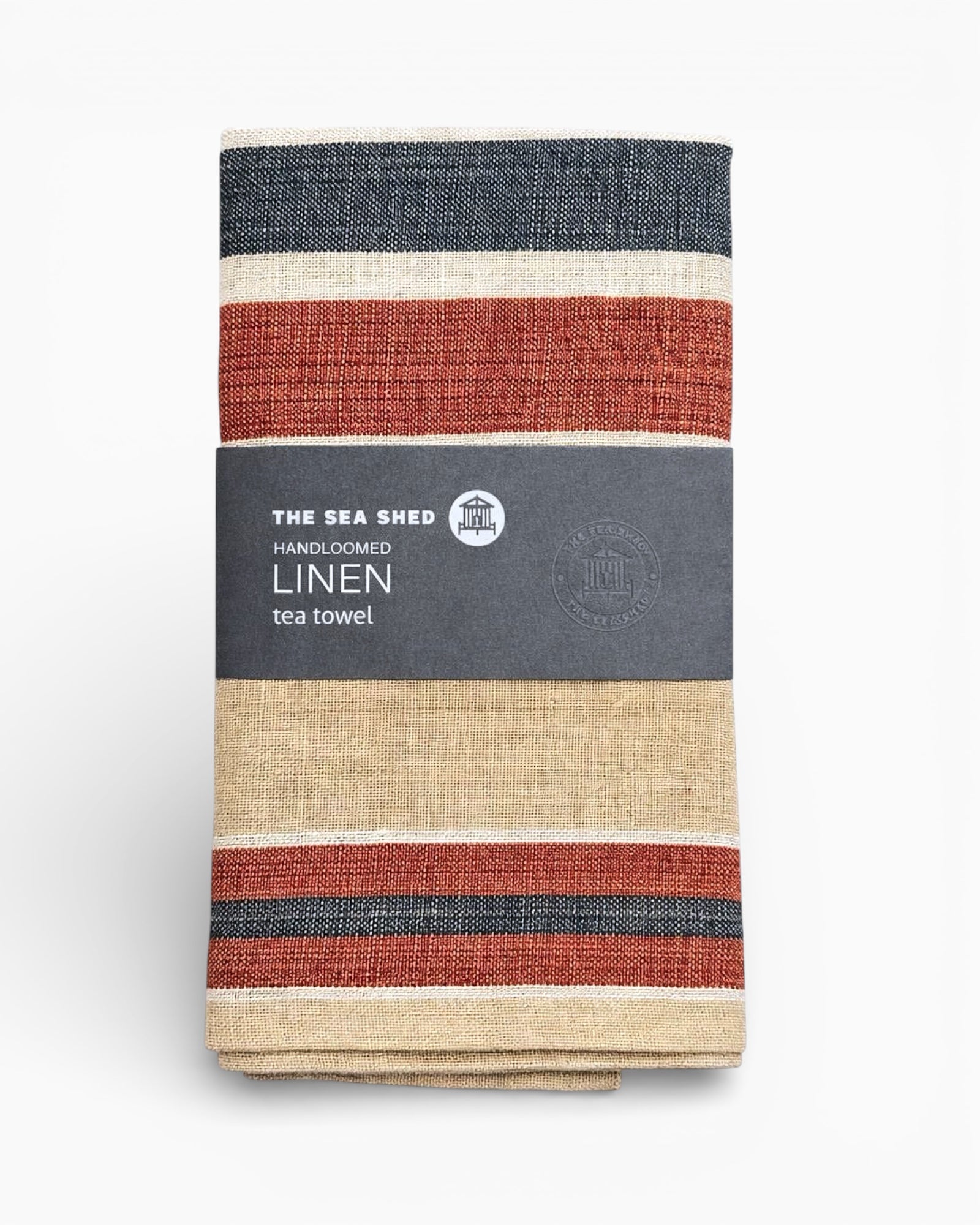 Bold Coral Stripe Linen Tea Towel – Hand-Loomed Linen