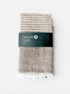Pinstripe Sand Linen Scarf