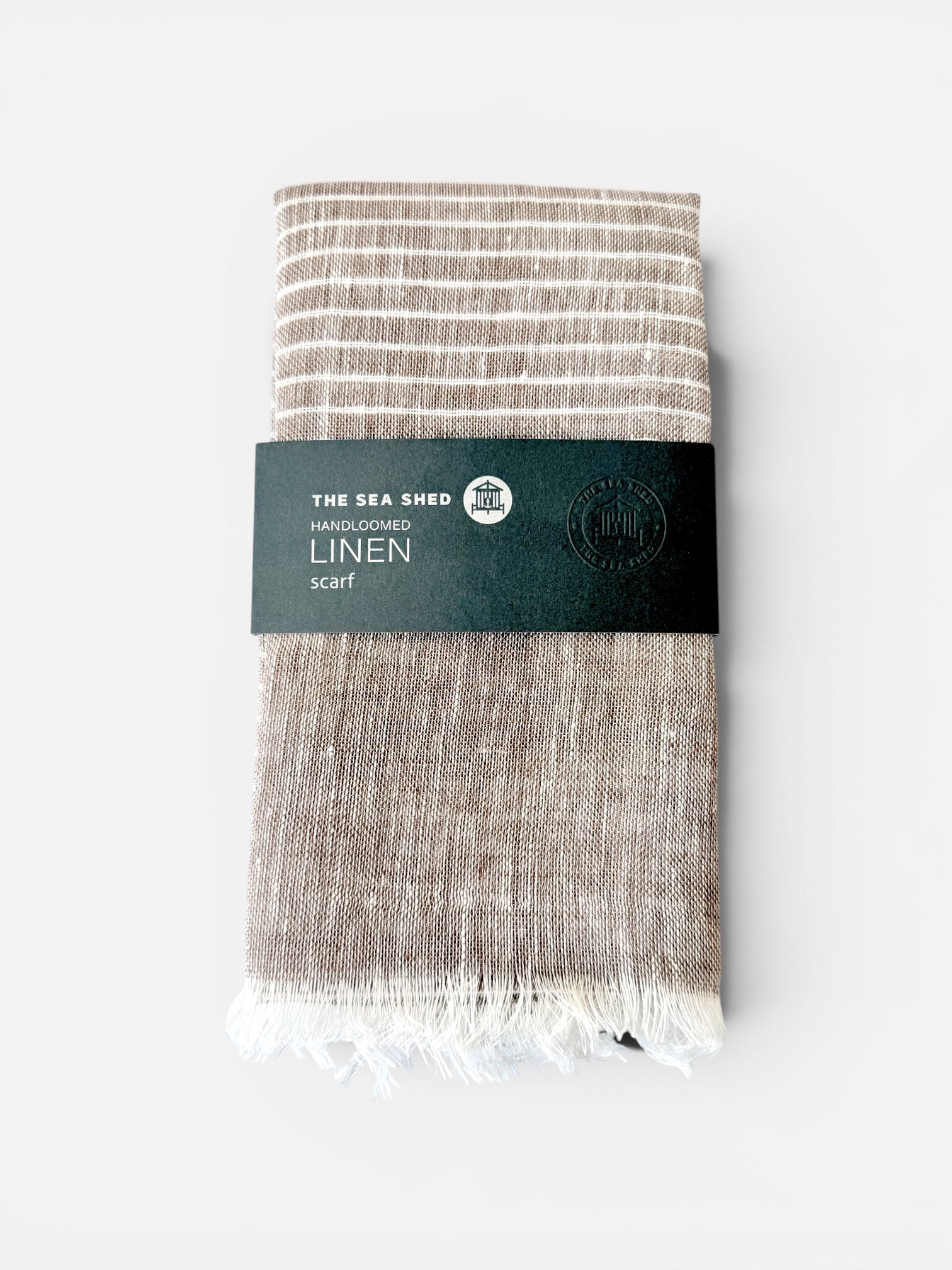 Pinstripe Sand Linen Scarf