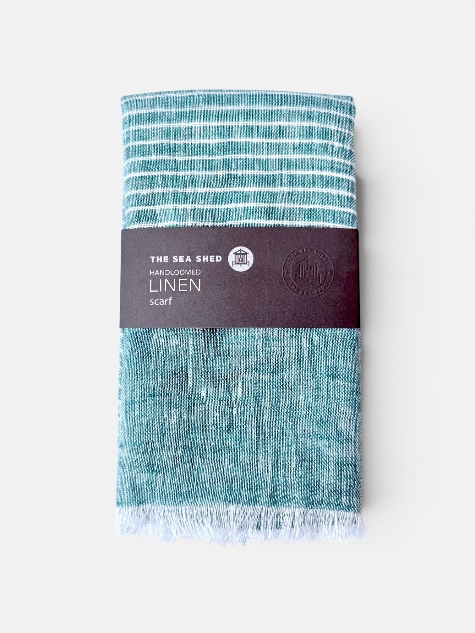 Pinstripe Sea Blue Linen Scarf