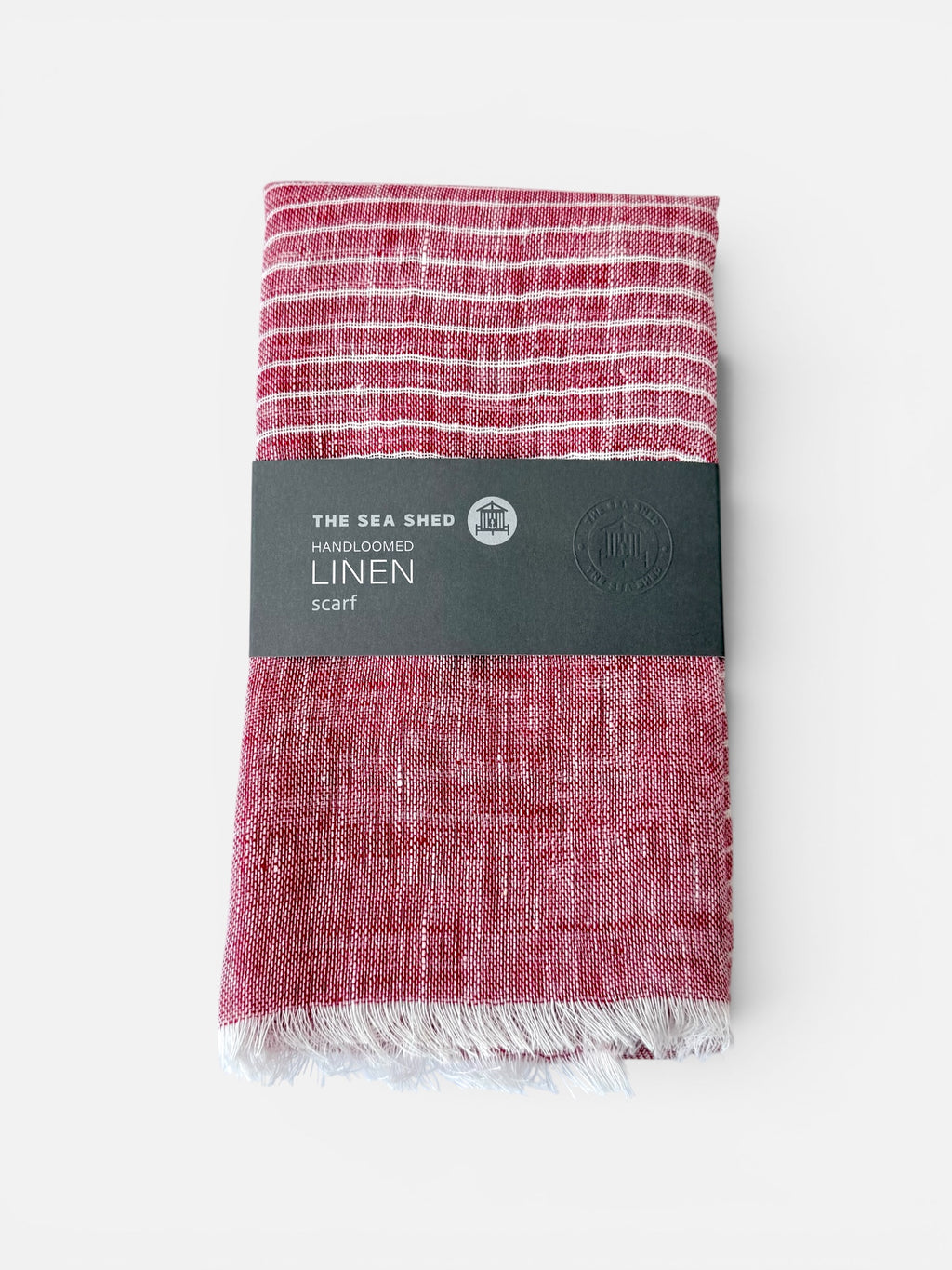 Pinstripe Coral Linen Scarf