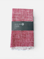 Pinstripe Coral Linen Scarf