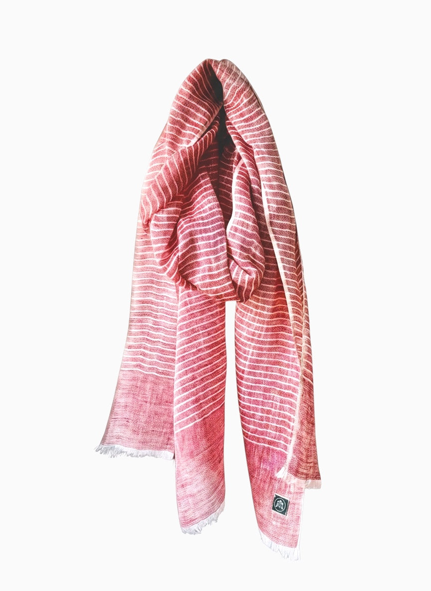 Pinstripe Coral Linen Scarf