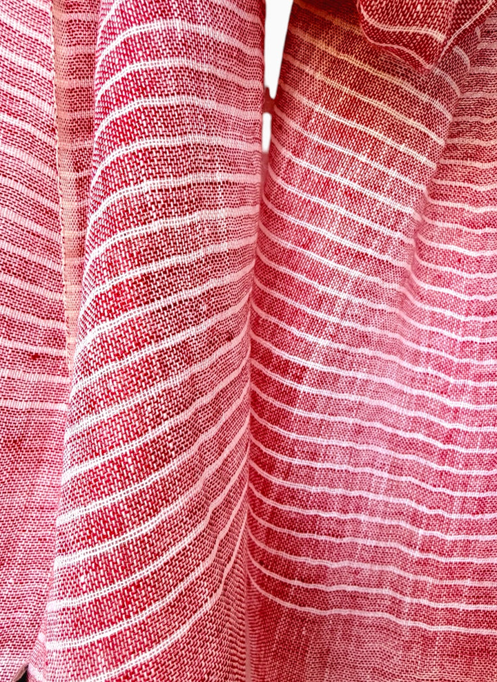 Pinstripe Coral Linen Scarf
