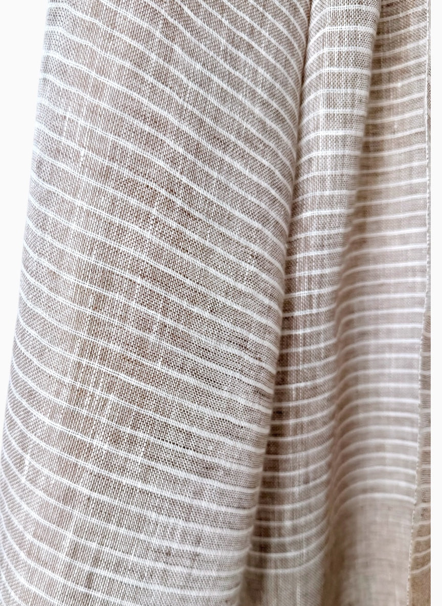 Pinstripe Sand Linen Scarf