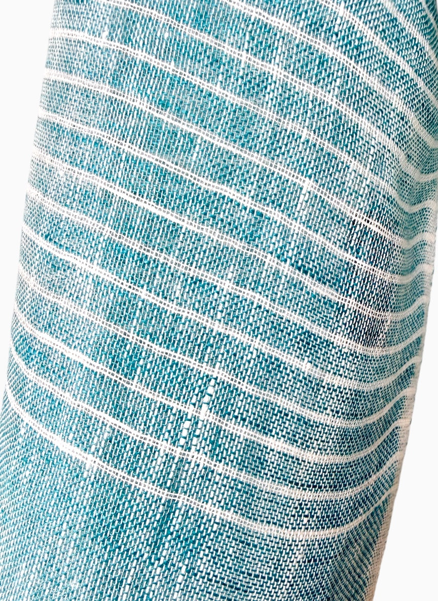 Pinstripe Sea Blue Linen Scarf