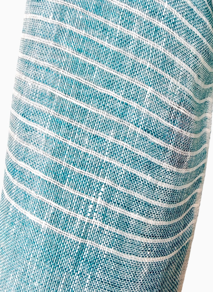 Pinstripe Sea Blue Linen Scarf