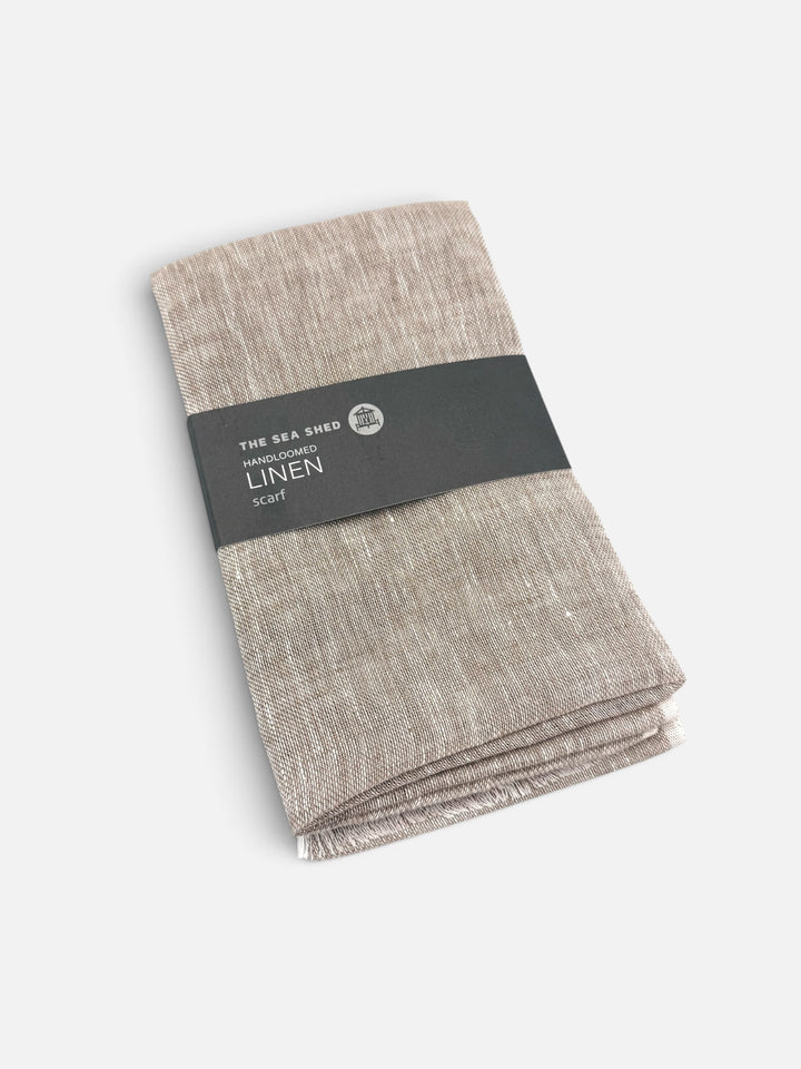Solid Sand Linen Scarf - Wide