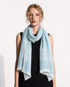 Pinstripe Sea Blue Linen Scarf