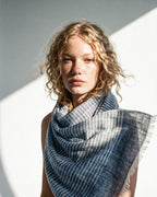 Pinstripe Denim Blue Linen Scarf