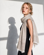 Pinstripe Sand Linen Scarf