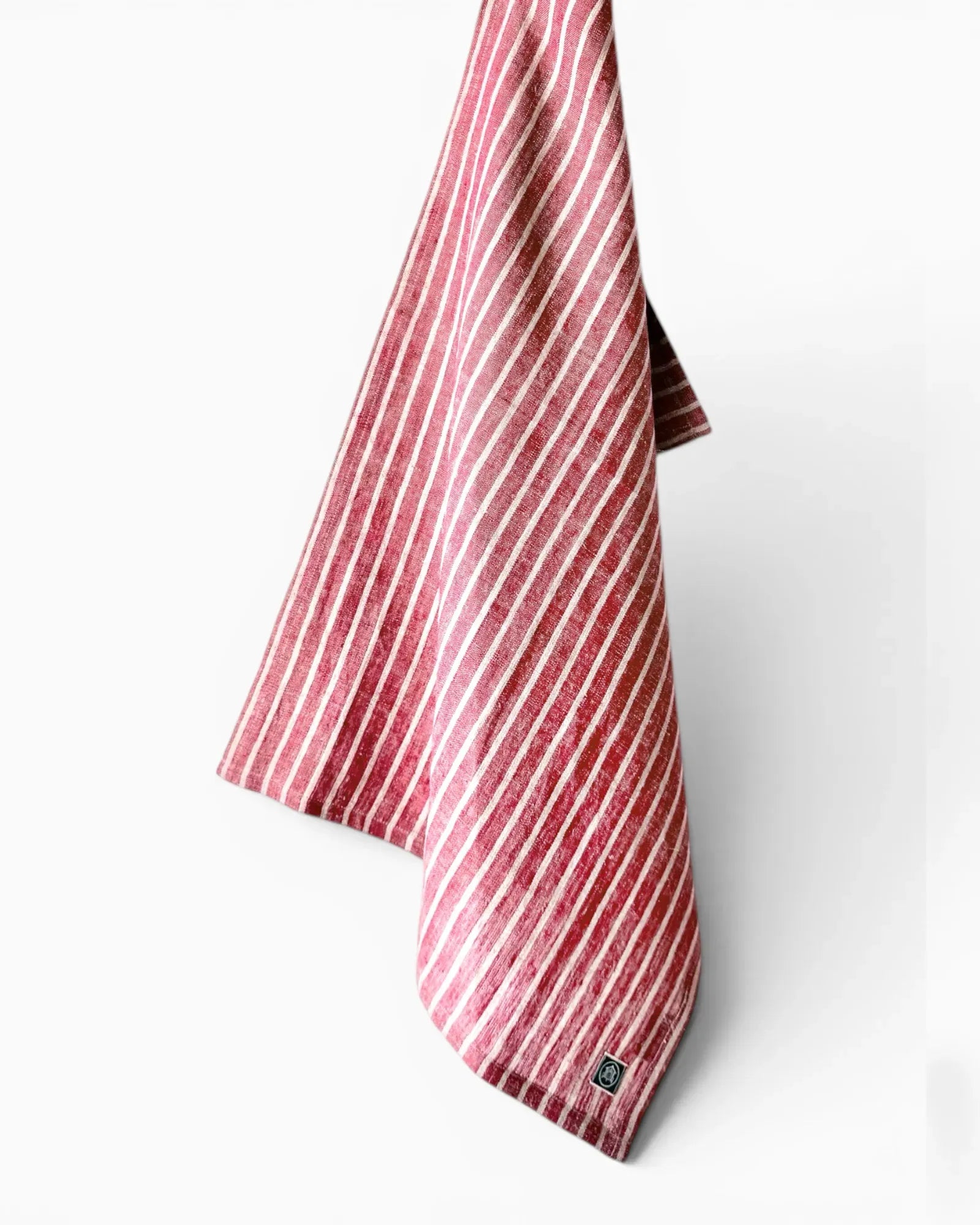 Red Breton Stripe Linen Tea Towel
