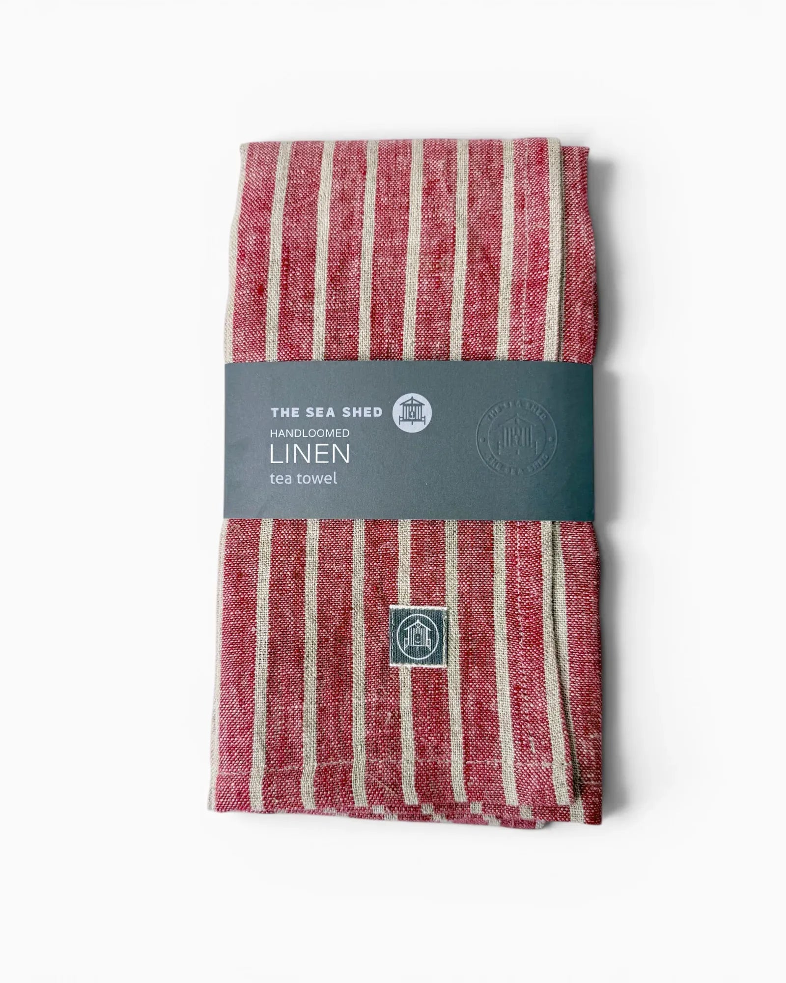 Red Breton Stripe Linen Tea Towel