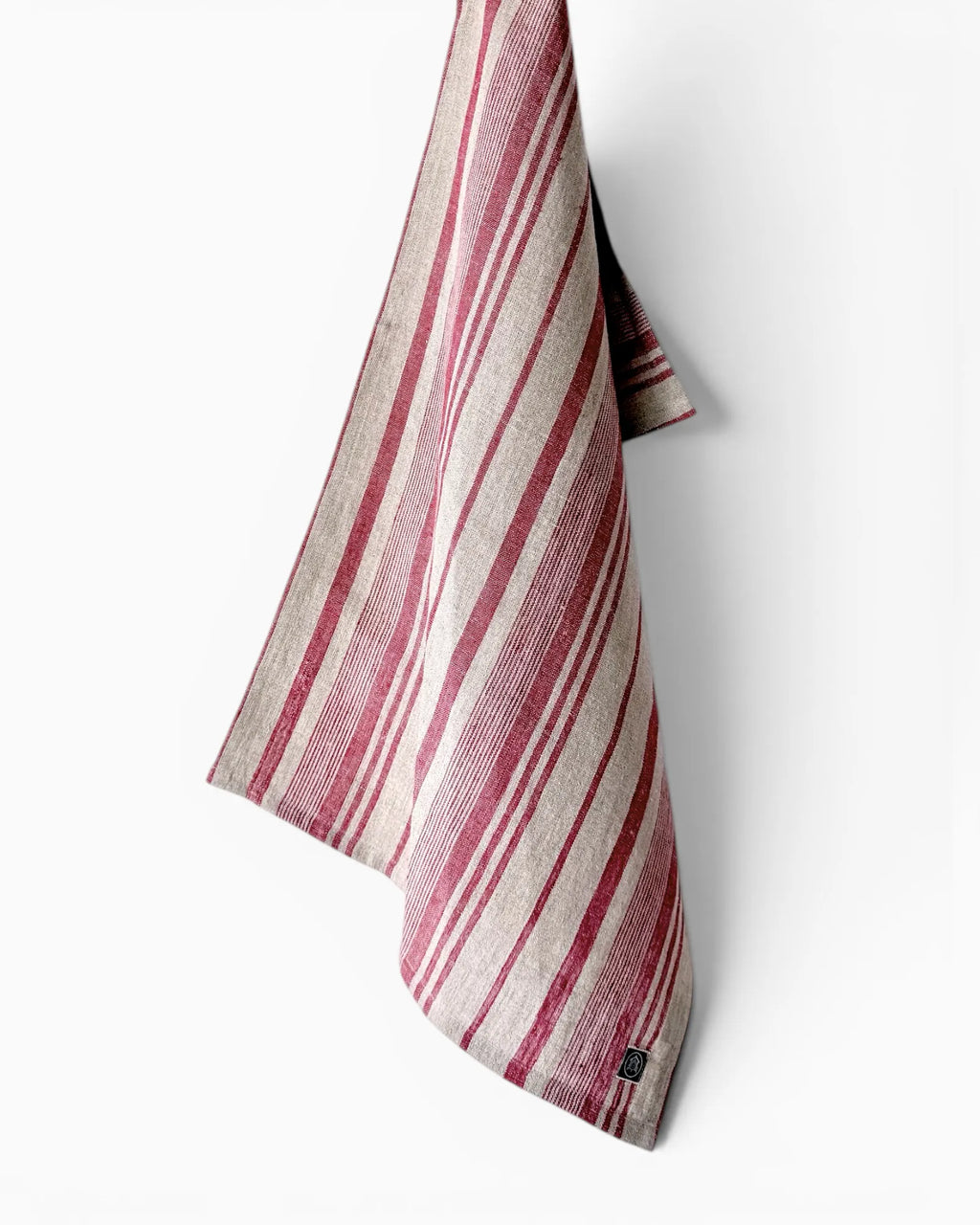 Red Heritage Stripe Linen Tea Towel