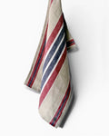 Red Bold Stripe Linen Tea Towel
