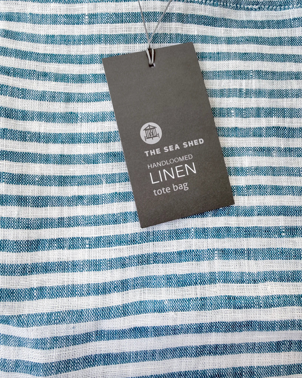 Linen Tote Bag Sea Blue Stripes