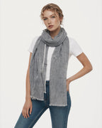 Hand-Loomed Linen Scarf – Blue – Product photo – The Sea Shed