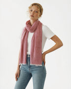 Hand-Loomed Linen Scarf – Red – Product photo – The Sea Shed