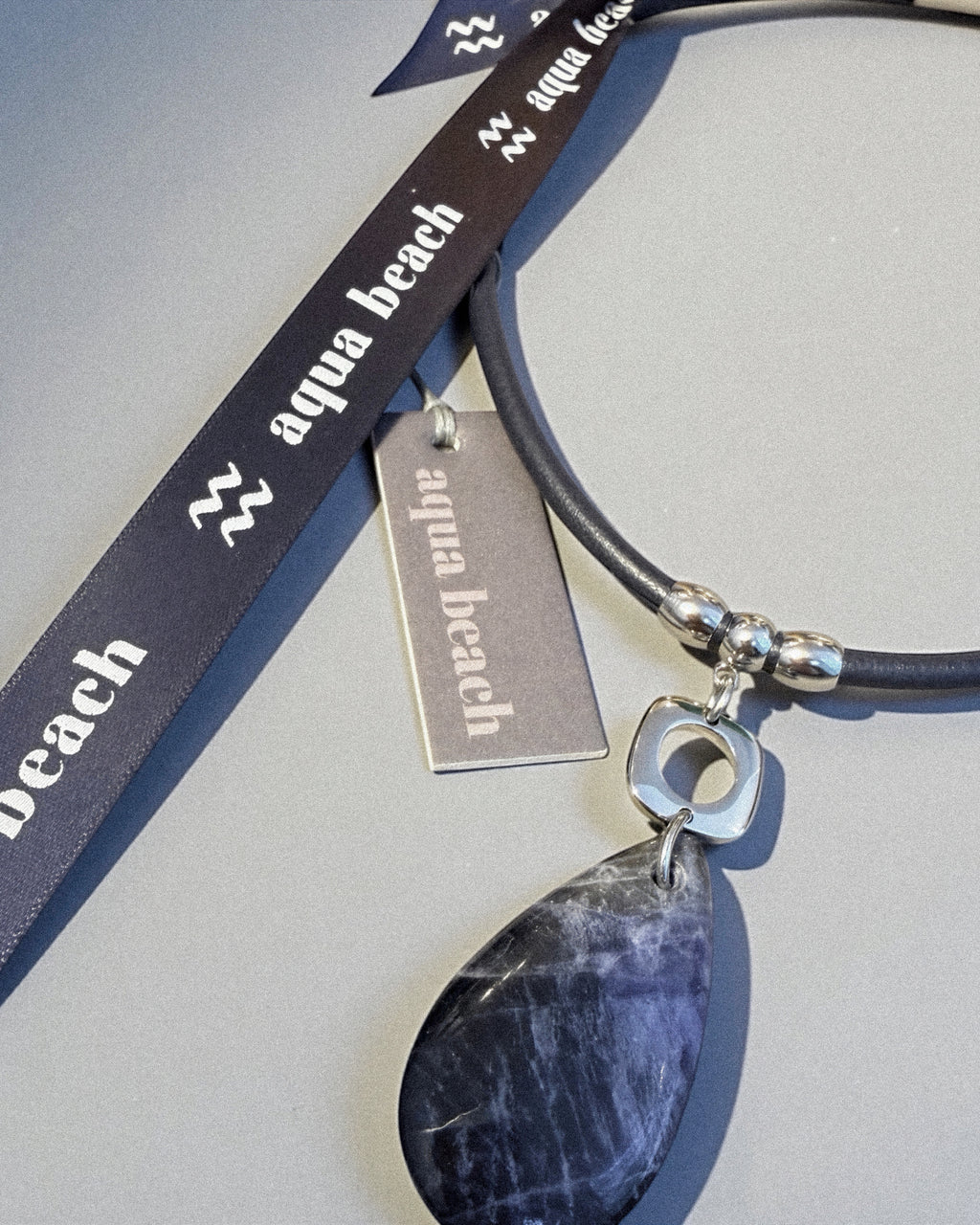 Sodalite Pendant Necklace on Leather Cord