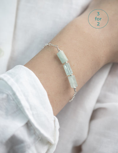 The Sea Shed, Aquamarine & Sterling Silver, Bracelet and Gift Box, Aqua Beach, Beach Jewellery