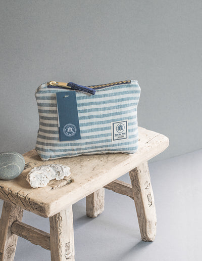 The Sea Shed, Linen Cosmetic Bag, Nautical Stripes