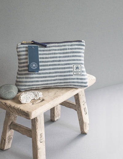 The Sea Shed, Linen Cosmetic Bag, Nautical Stripes