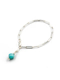 Aqua Beach - Sterling Silver Paper Clip Bracelet with Amazonite
