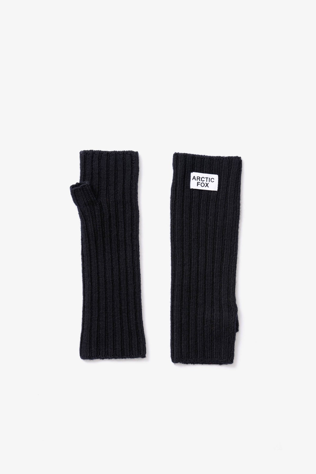 Merino Wool Fingerless Gloves - Black - AW26