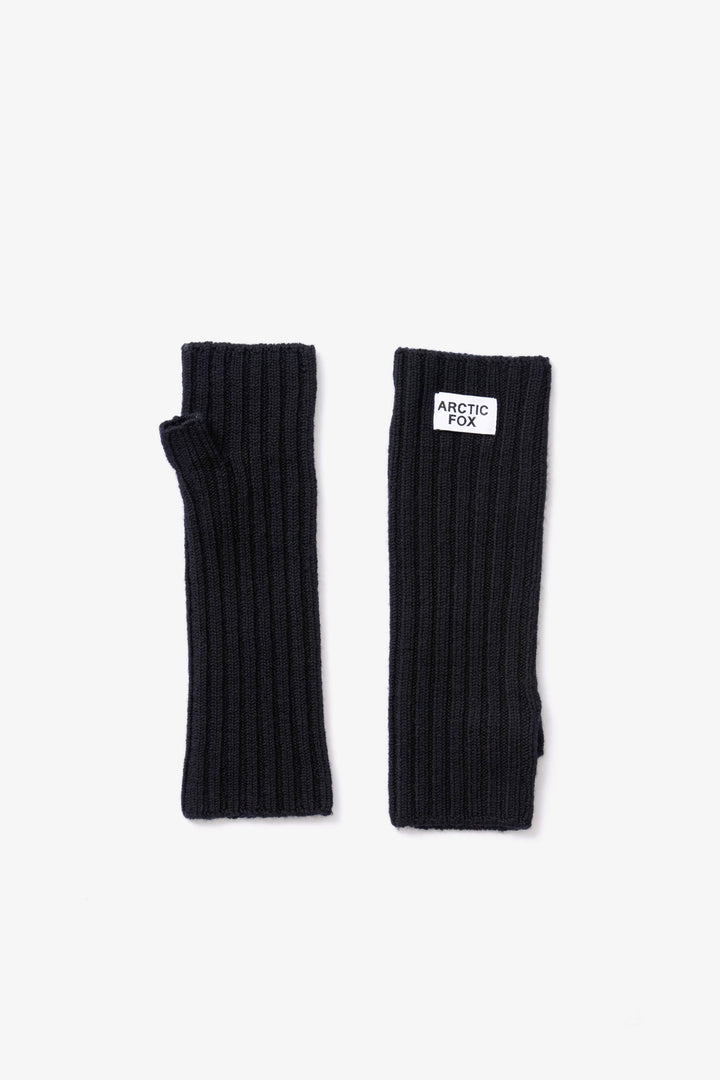 Merino Wool Fingerless Gloves - Black - AW26
