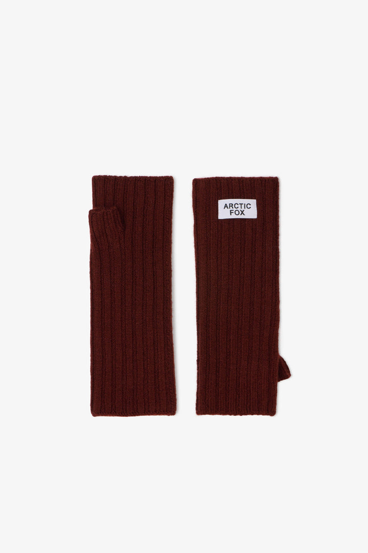 Merino Wool Fingerless Gloves - Dark Walnut Brown - AW26