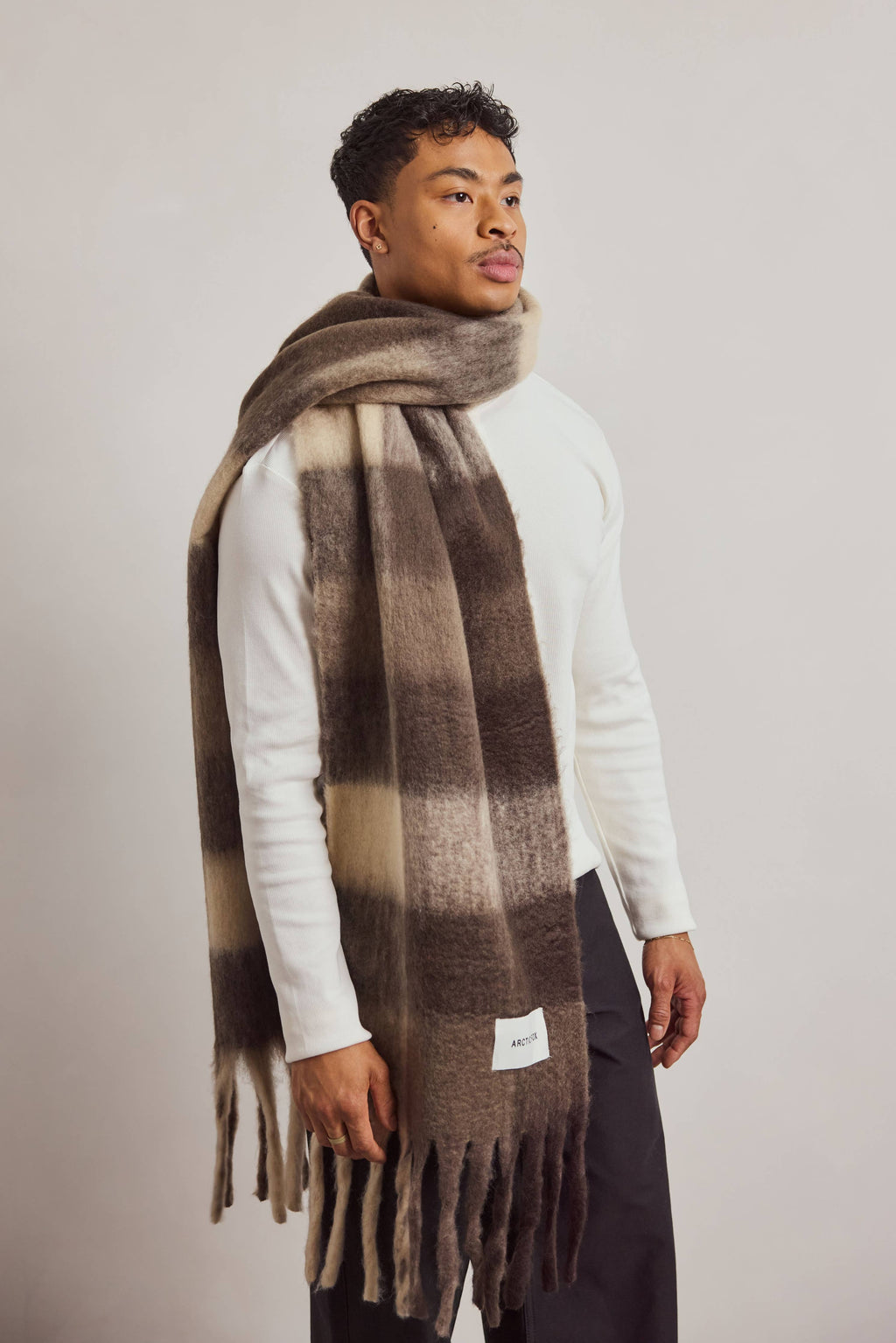 The Reykjavik Scarf - 100% Recycled - Brown Check - AW26