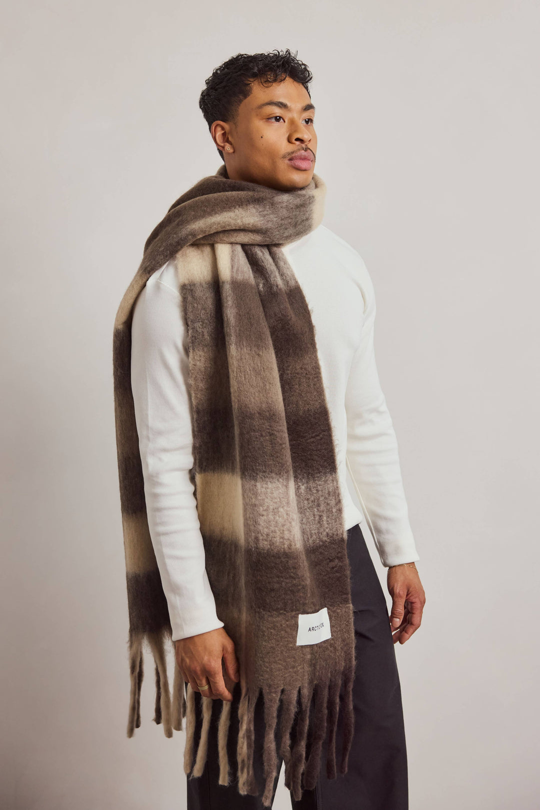The Reykjavik Scarf - 100% Recycled - Brown Check - AW26