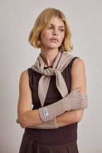 Merino Wool Fingerless Gloves - Soft Taupe - AW26