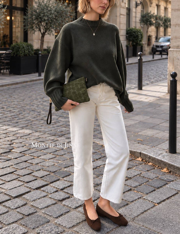 Italian Handmade Premium Suede Stone-Embossed Clutch Bag Olive