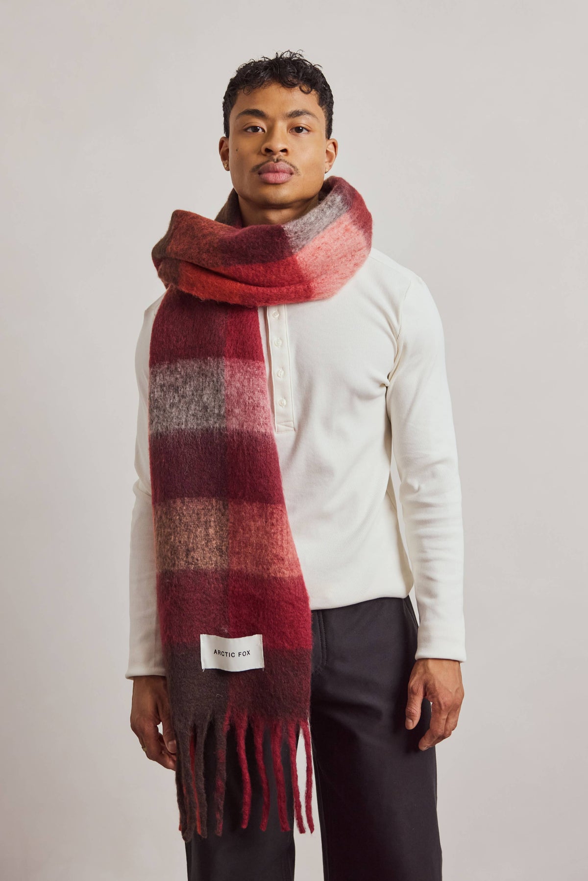 The Reykjavik Scarf - 100% Recycled - Burgundy check - AW26