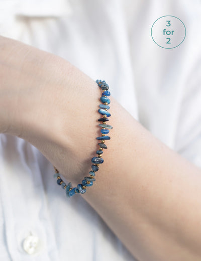The Sea Shed, Blue Agate, Bracelet and Gift Box, Aqua Beach, Beach Jewellery