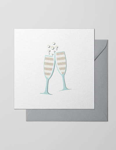 The Sea Shed, Greeting Card, Congratulations, Well done, celebrate, Champagne flues, Made in the UK