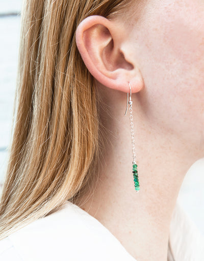The Sea Shed Sterling Silver & Emerald Drop Earrings