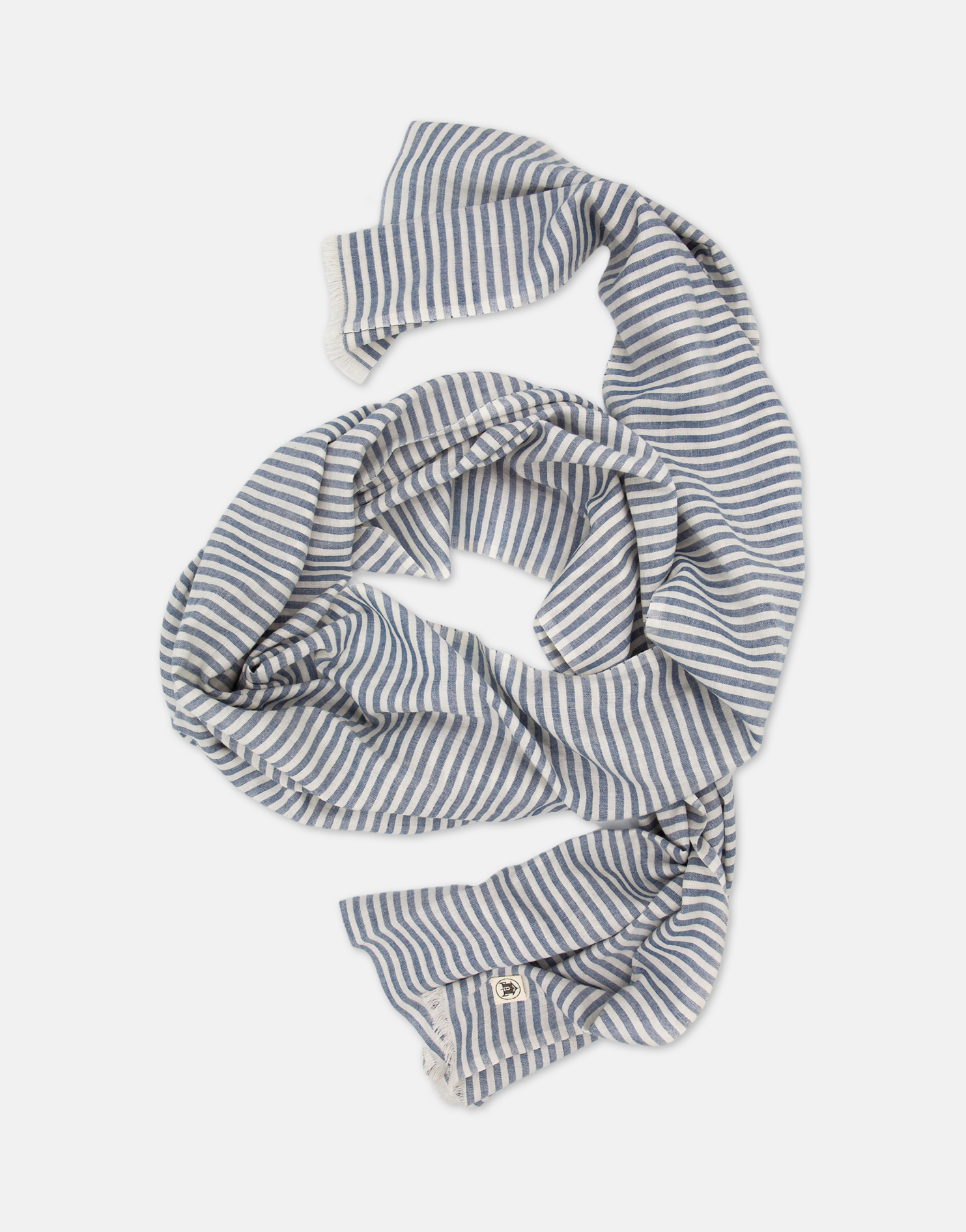 The Sea Shed Nautical Scarf Fine Stripe Denim Blue