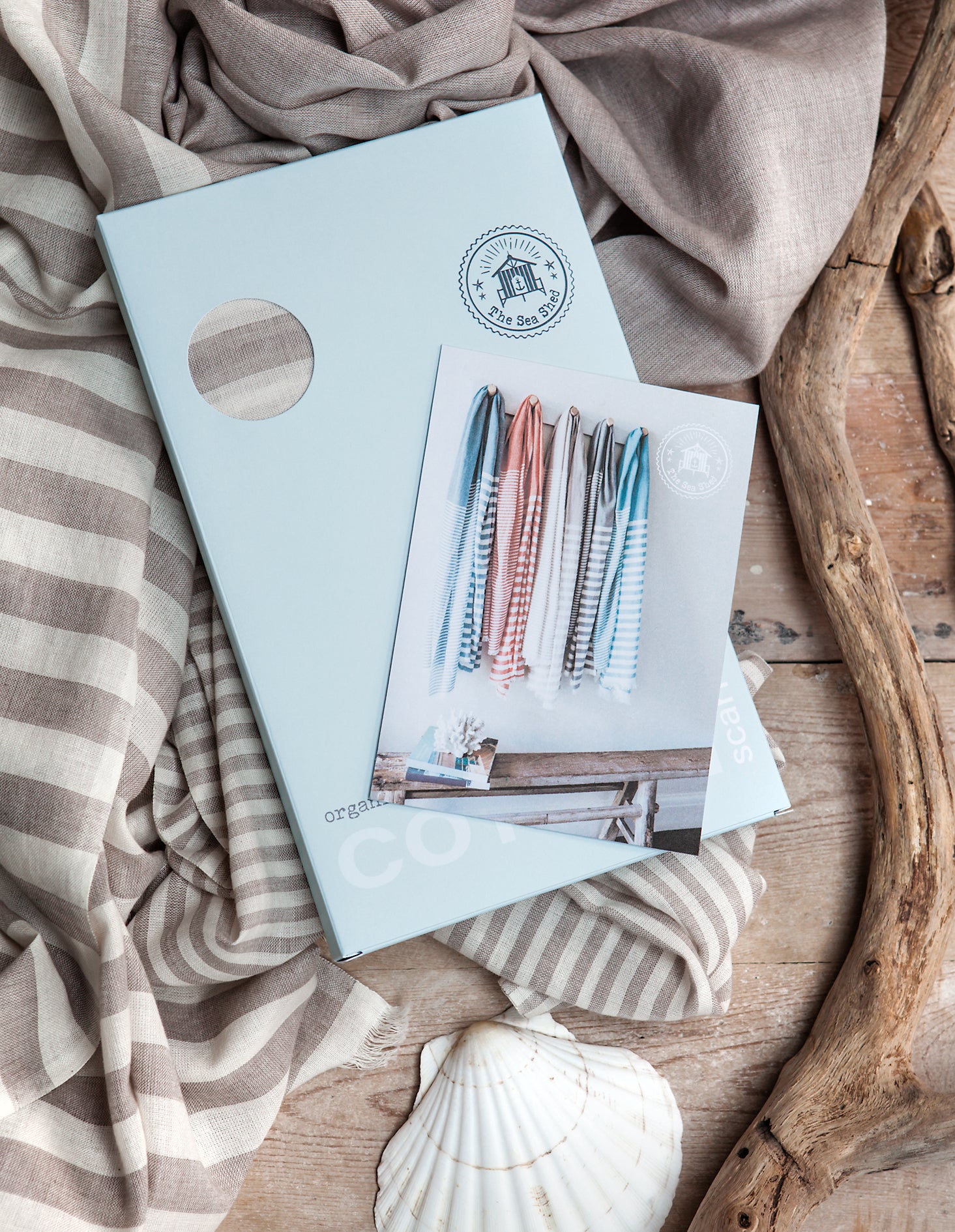 The Sea Shed Nautical Scarf Wide Stripe Sand