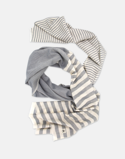 The Sea Shed Nautical Scarf Wide Stripe Charcoal